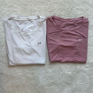 White and pink under armour tee shirt size large